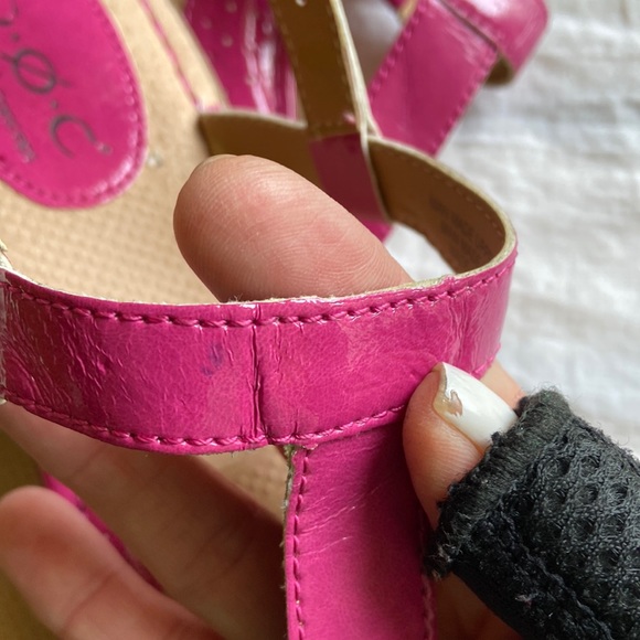 Born Concepts Pink Patent Leather Flip Flops with Ankle Strap - Picture 4 of 7